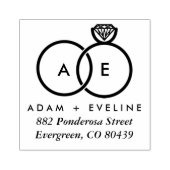Tampons Encreurs Monogramme d'adresse d'anneau Mariage moderne Timb (Impression)