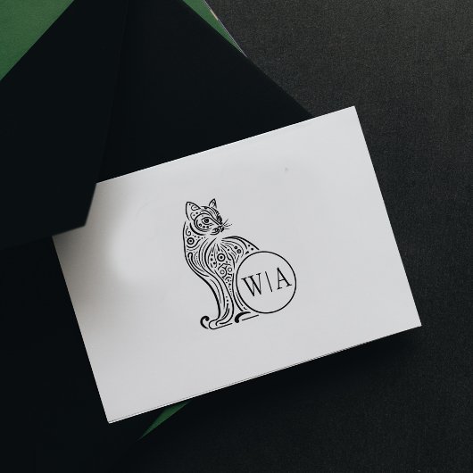 Tampons Encreurs Monogramme de chat Vintage moderne