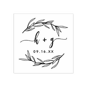 Tampons Encreurs Monogramme de couples de feuille de laurier Enregi
