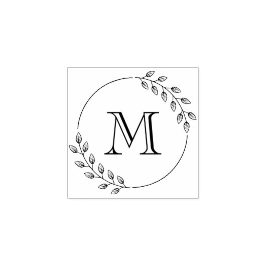 Tampons Encreurs Monogramme de couronne Feuille ronde initiale 1x1 (Impression)