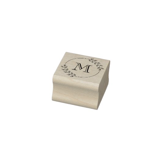 Tampons Encreurs Monogramme de couronne Feuille ronde initiale 1x1 (Tampon)
