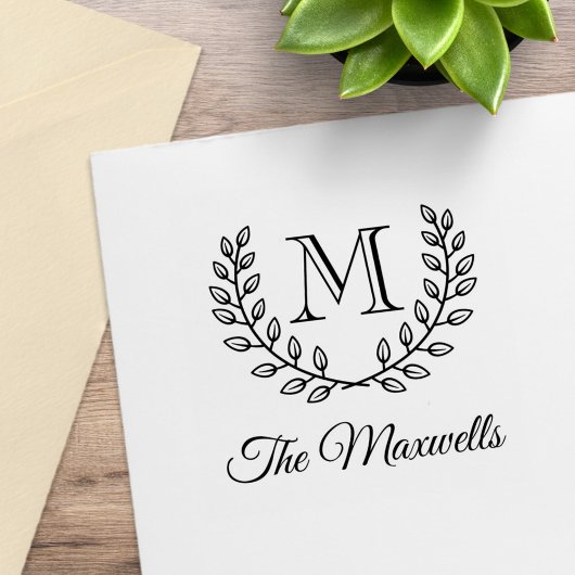 Tampons Encreurs Monogramme de la couronne double Nom de famille in