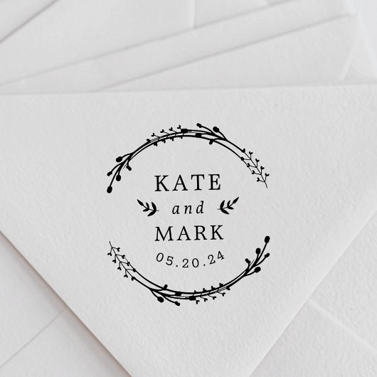 Tampons Encreurs Monogramme de mariage botanique rustique