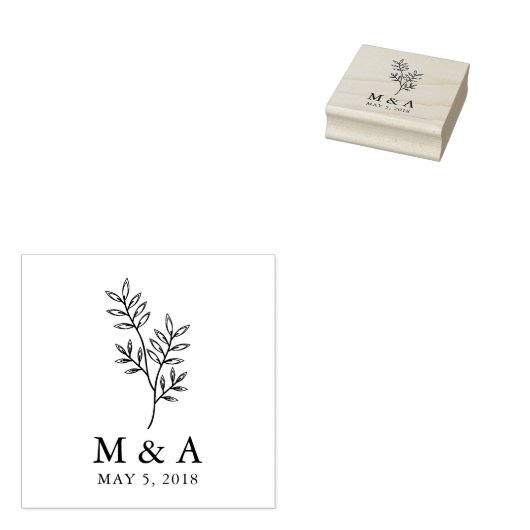 Tampons Encreurs Monogramme de Mariage en caoutchouc rustique (Tamponné)