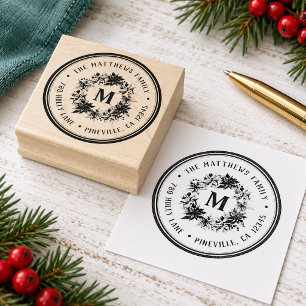 Tampons Encreurs Monogramme de Noël traditionnel au poinsettia