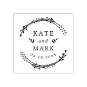 Tampons Encreurs Monogramme de nom de mariage botanique rustique (Impression)