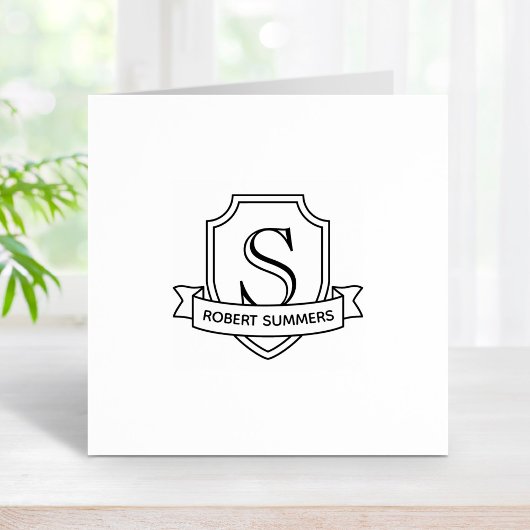 Tampons Encreurs Monogramme du bouclier et du ruban 1x1 initial