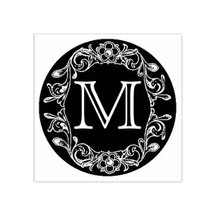 Tampons Encreurs Monogramme encadré de fleurs du cercle