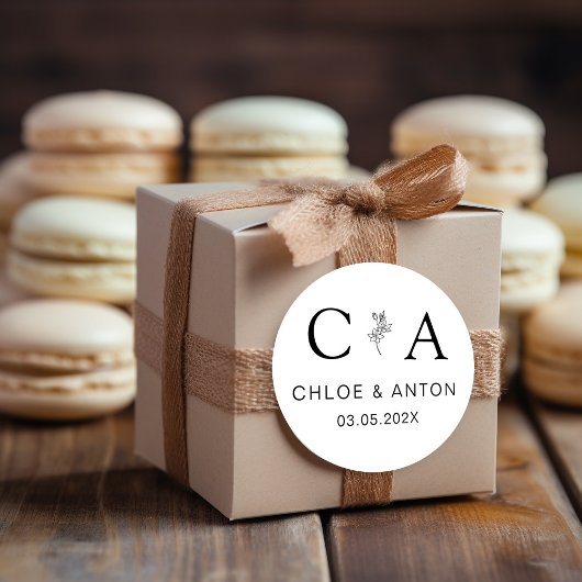 Tampons Encreurs Monogramme, Fleur Line-Art, Mariage