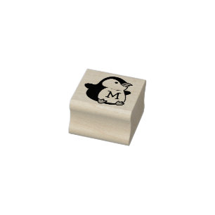 Tampons Encreurs Monogramme initial adorable pour enfants pingouins