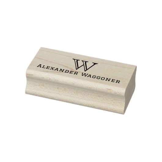 Tampons Encreurs Monogramme initial simple et grand avec nom (Tampon)
