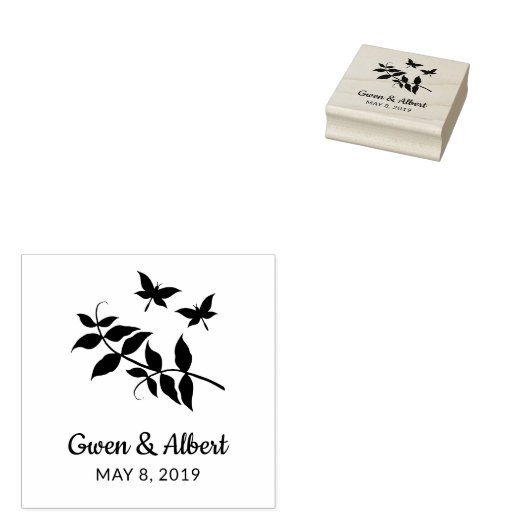Tampons Encreurs Monogramme mariage avec papillons Couple & Twig (Tamponné)
