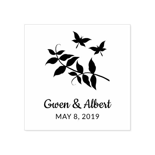 Tampons Encreurs Monogramme mariage avec papillons Couple & Twig (Impression)