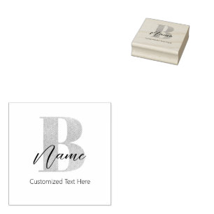 Tampons Encreurs Monogramme moderne Initiale B & Nom Personnalisé