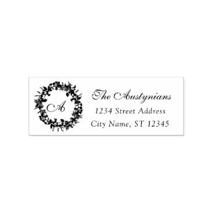 Tampons Encreurs Monogramme Nom de famille RSVP Russe Floral Wreath