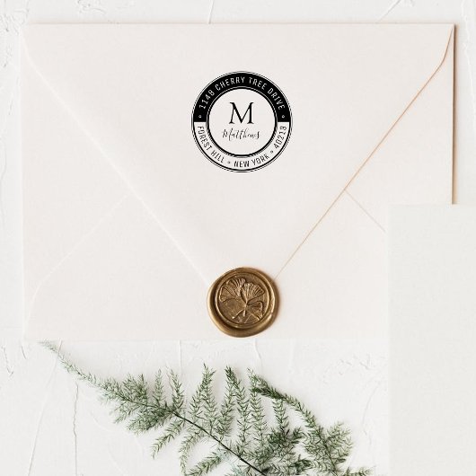 Tampons Encreurs Monogramme personnalisé élégant Nom et adresse de 