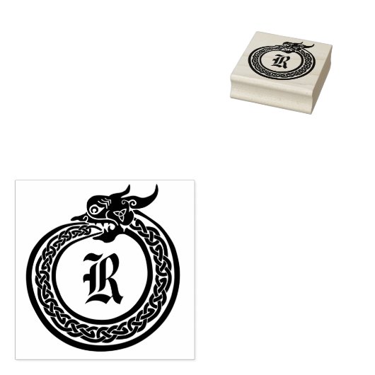 Tampons Encreurs Monogramme personnalisé Style Celtique Ouroboros (Tamponné)