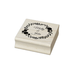 Tampons Encreurs Monogramme rustique Wreath Mariage personnalisé
