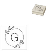 Tampons Encreurs Monogramme sur mesure simple de couronne botanique (Tamponné)