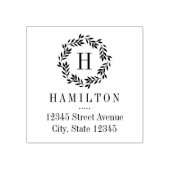 Tampons Encreurs Monogramme Wreath Timbre en bois personnalisé (Impression)