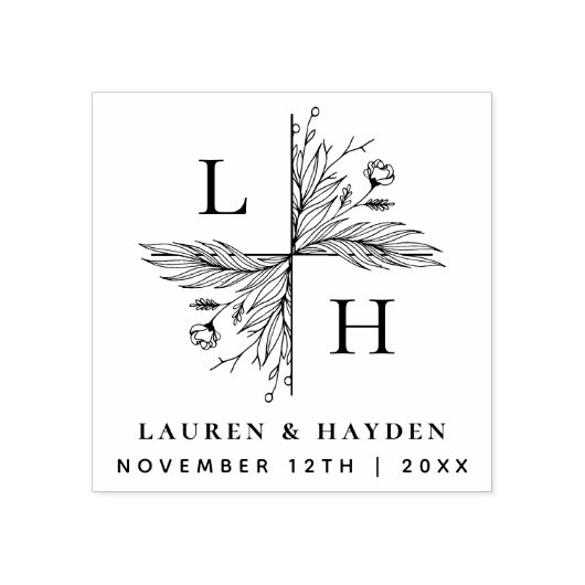 Tampons Encreurs Monogrammes modernes | Élégant Floral Enregistrer  (Impression)