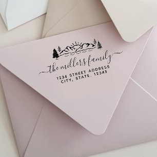 Tampons Encreurs Montagnes et arbres Nom de famille Adresse de reto