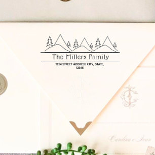 Tampons Encreurs Montagnes et arbres Nom de famille Adresse de reto