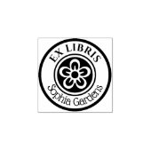 Tampons Encreurs Motif de fleur Ex Libris rond (blanc sur noir) (Impression)
