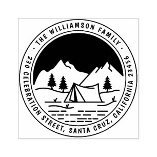 Tampons Encreurs Mountain & Pines Round Camping Adresse de retour