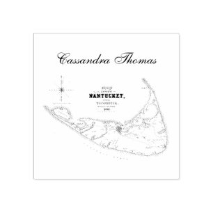 Tampons Encreurs Nantucket Island MA Carte Vintage Marine Blue