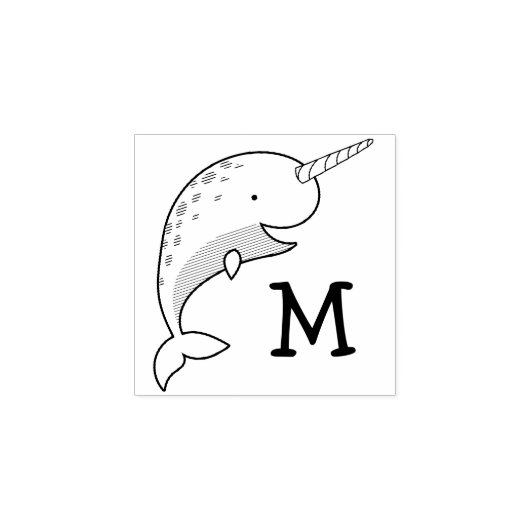 Tampons Encreurs Narwhal Kid's mignon baleine Monogramme initial (Impression)