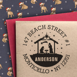 Tampons Encreurs Nativité Scène Bébé Jésus Christ Adresse de retour