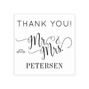 Tampons Encreurs Newlyweds M. et Mme Nom Mariage Merci