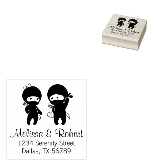 Tampons Encreurs Ninja Pair, un garçon et une fille Adresse (Tamponné)