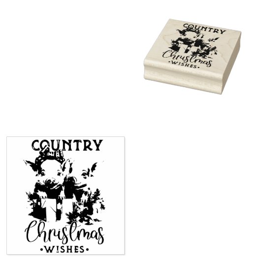Tampons Encreurs Noël rustique Pays Souhaite Joli Cochon (Tamponné)