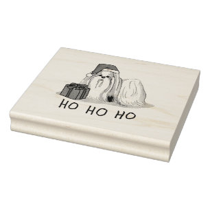 Tampons Encreurs Noël Santa Hat Chih Tzu (blanc tan) Chien mignonne