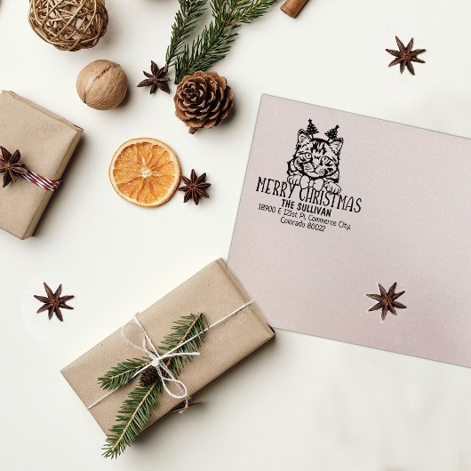 Tampons Encreurs Noël Sibérie Chat Adresse de retour