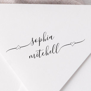 Tampons Encreurs Nom de calligraphie de script cardiaque Timbre en 