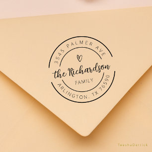 Tampons Encreurs Nom de famille Adresse de retour Cœur mignon Logo