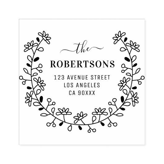 Tampons Encreurs nom de famille de la frontière florale (Impression)