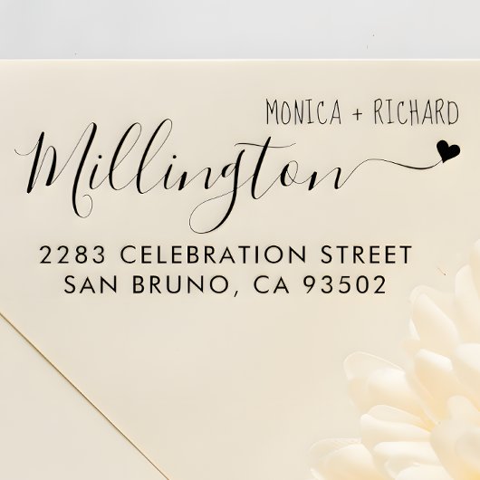 Tampons Encreurs Nom de famille écrit à la main Mariage Adresse de