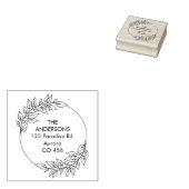 Tampons Encreurs Nom de famille personnalisé avec feuillage (Tamponné)