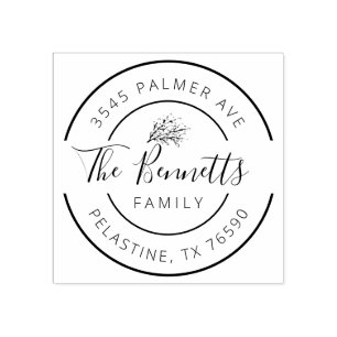 Tampons Encreurs Nom de famille Retour Adresse Logo de l'arrondi Au