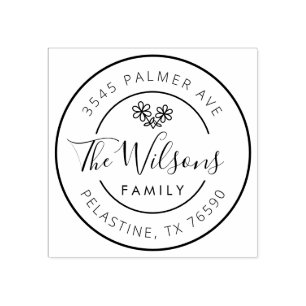 Tampons Encreurs Nom de famille Retour Adresse logo rond, Botanique