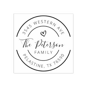 Tampons Encreurs Nom de famille Retour Adresse logo rond Timbre en