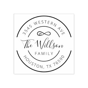 Tampons Encreurs Nom de famille Retour Adresse ronde, Amour infini