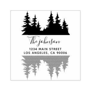 Tampons Encreurs Nom de famille Rustique personnalisé Arbres Adress