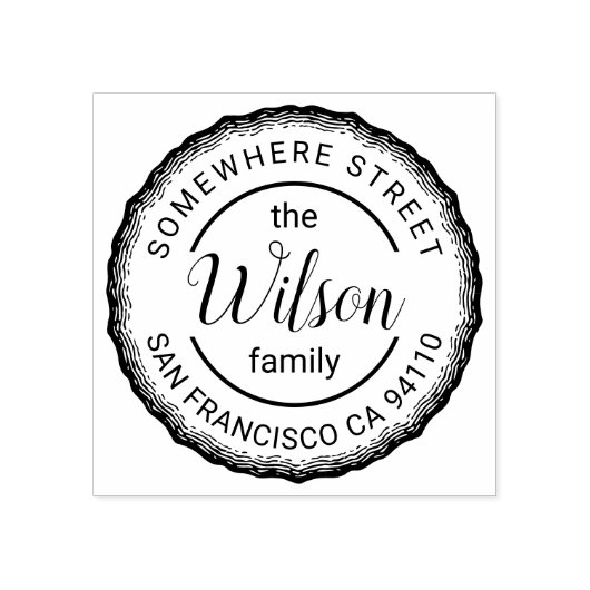 Tampons Encreurs Nom de famille Wood Tree Ring Adresse de retour (Impression)