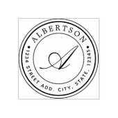 Tampons Encreurs Nom de l'adresse de retour du monogramme rond de s (Impression)