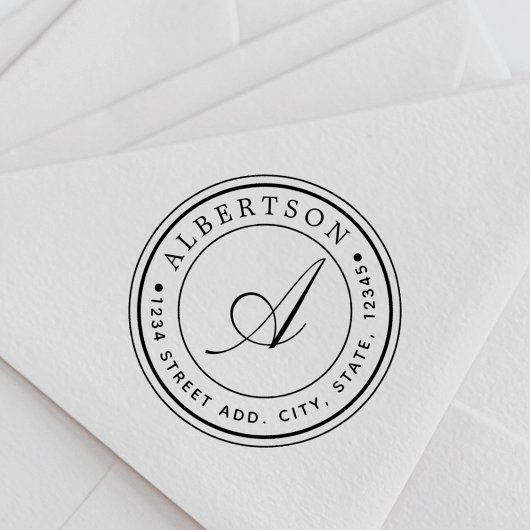 Tampons Encreurs Nom de l'adresse de retour du monogramme rond de s